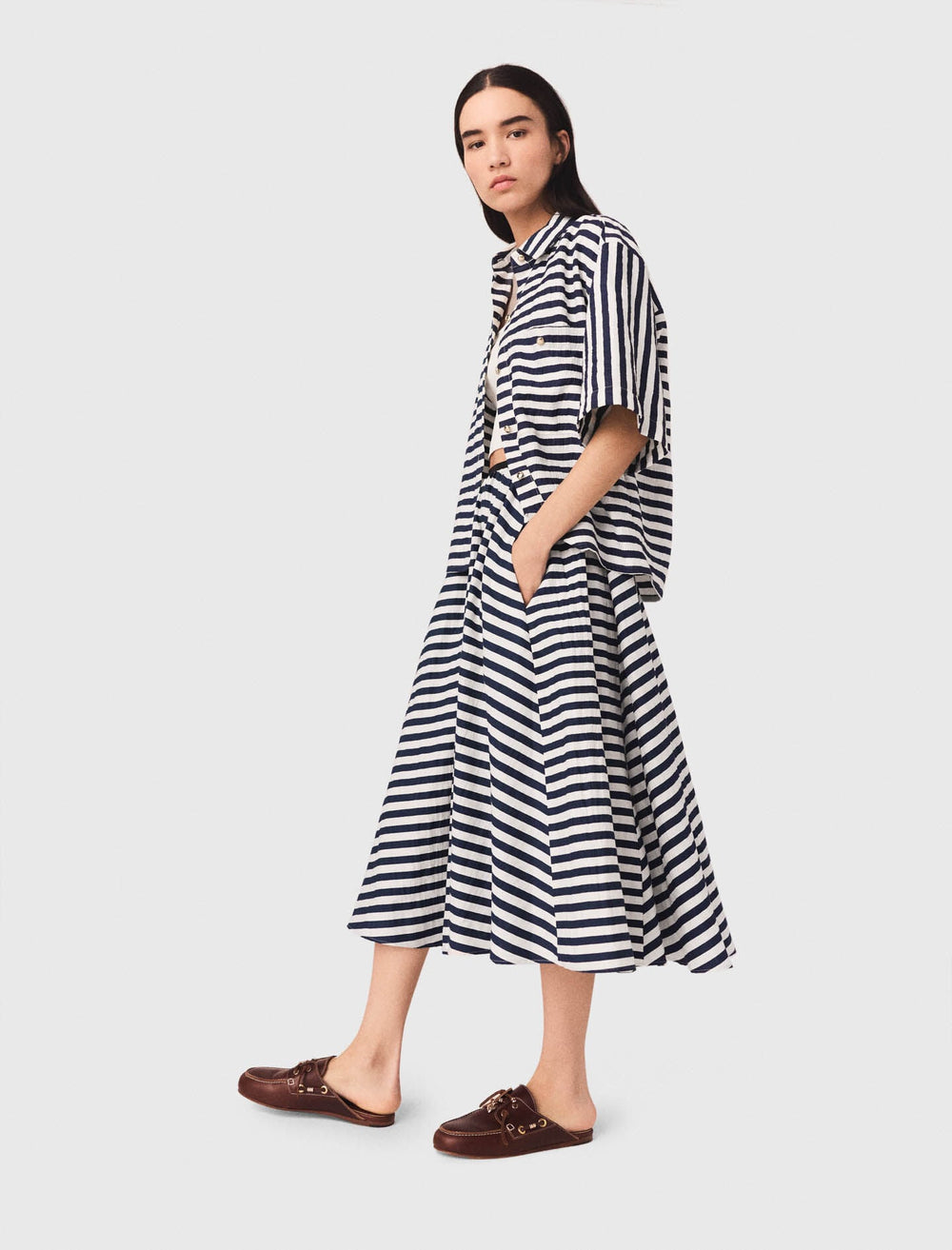Maje Discount / Linen-blend midi skirt