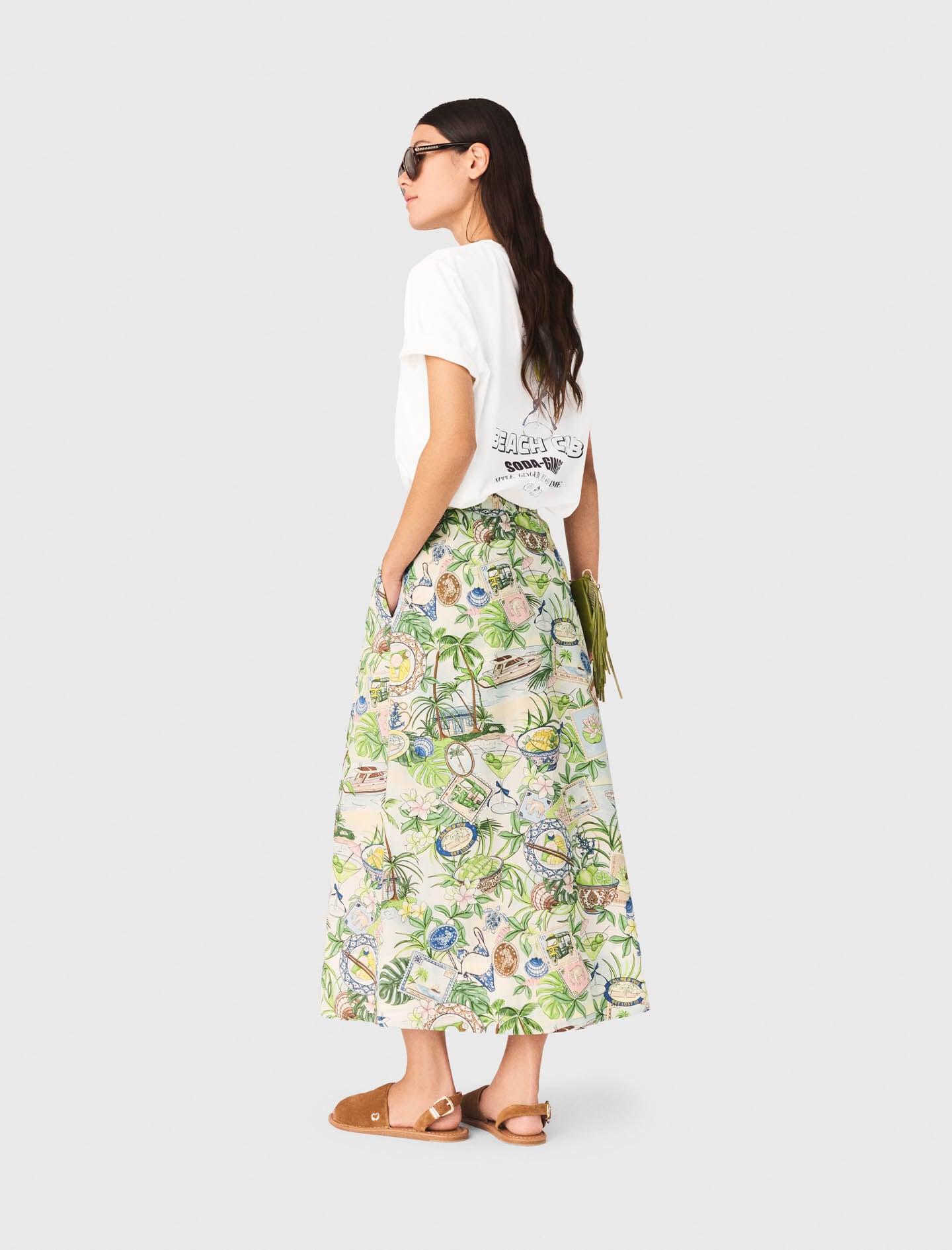 Maje Discount / Printed maxi skirt with shorts