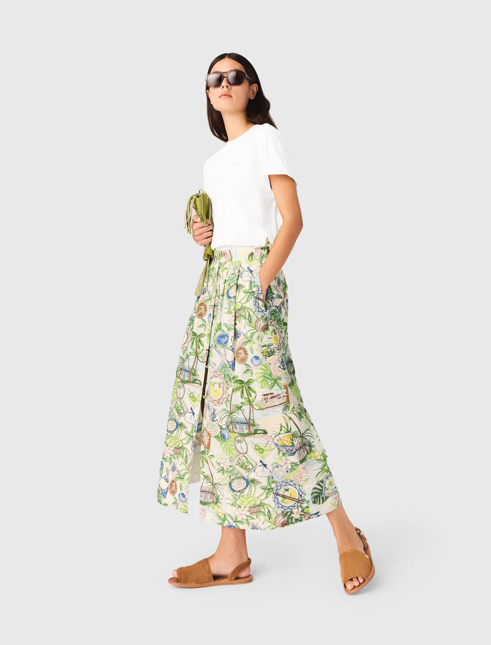 Maje Discount / Printed maxi skirt with shorts