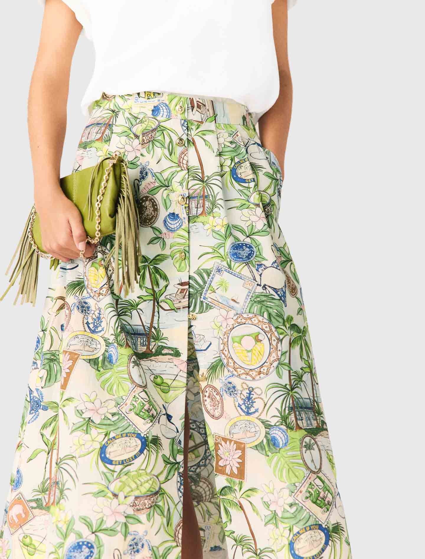 Maje Discount / Printed maxi skirt with shorts