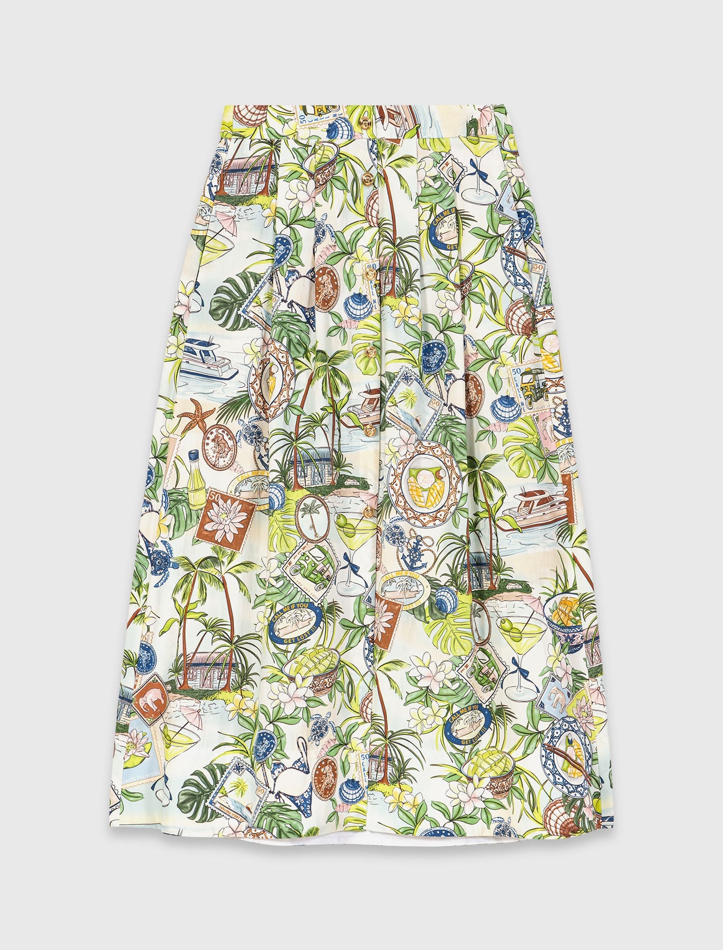 Maje Discount / Printed maxi skirt with shorts
