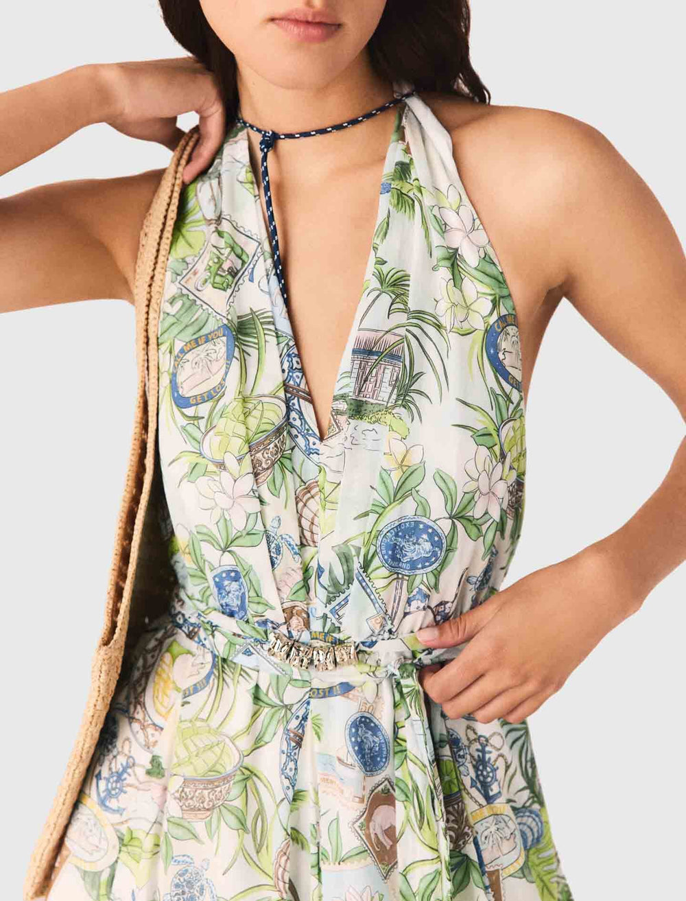 Maje Online / Short Patterned Backless Dress