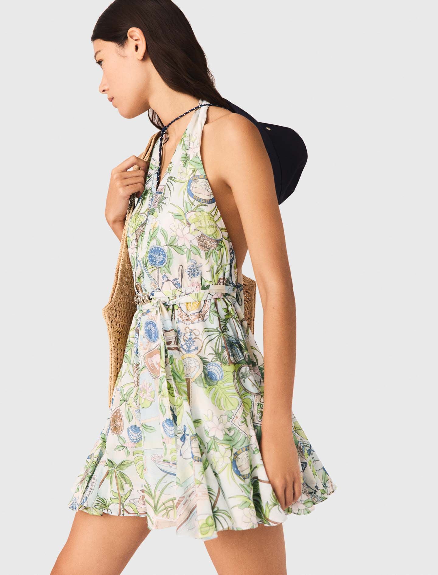 Maje Online / Short Patterned Backless Dress