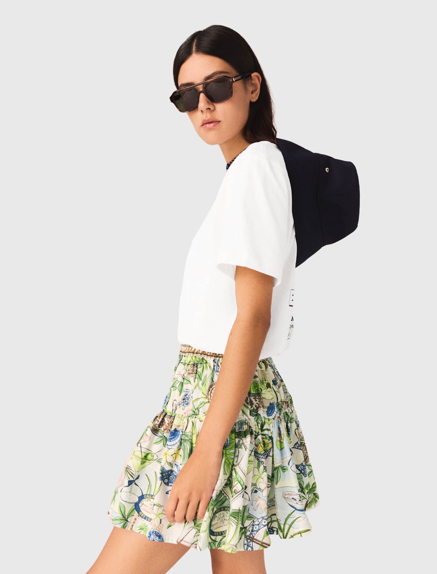 Maje Shop / Printed ruffled skirt