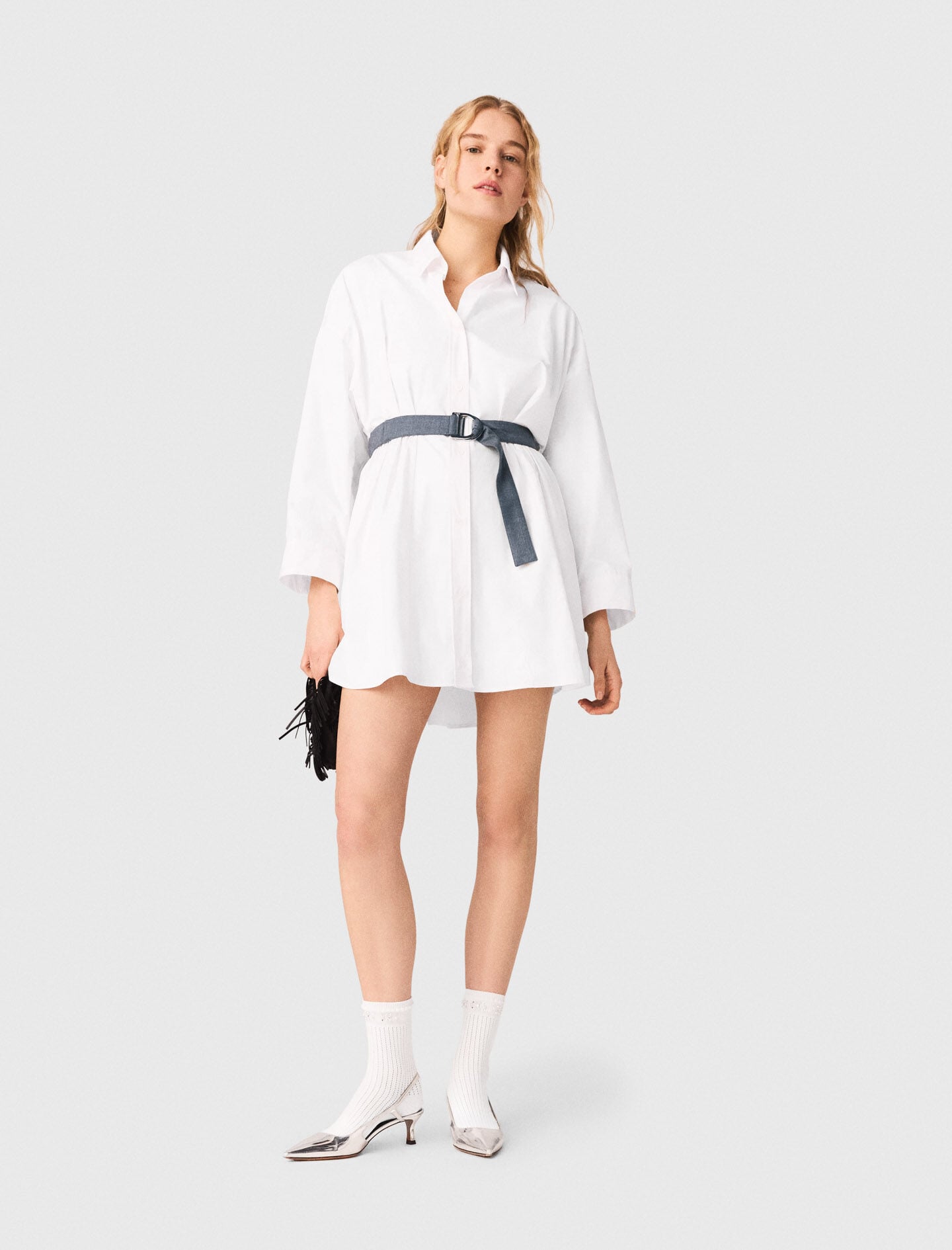 Maje Sale / Shirt dress with contrast belt