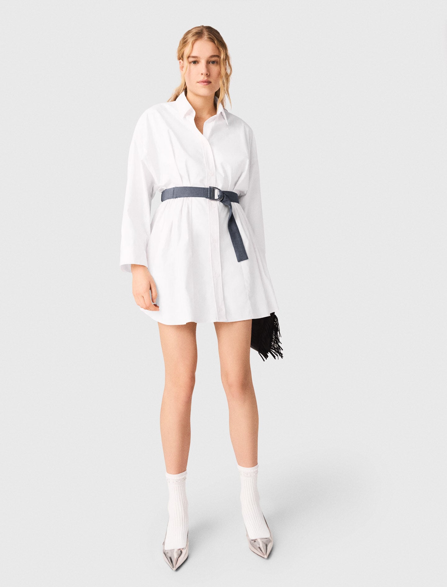 Maje Sale / Shirt dress with contrast belt