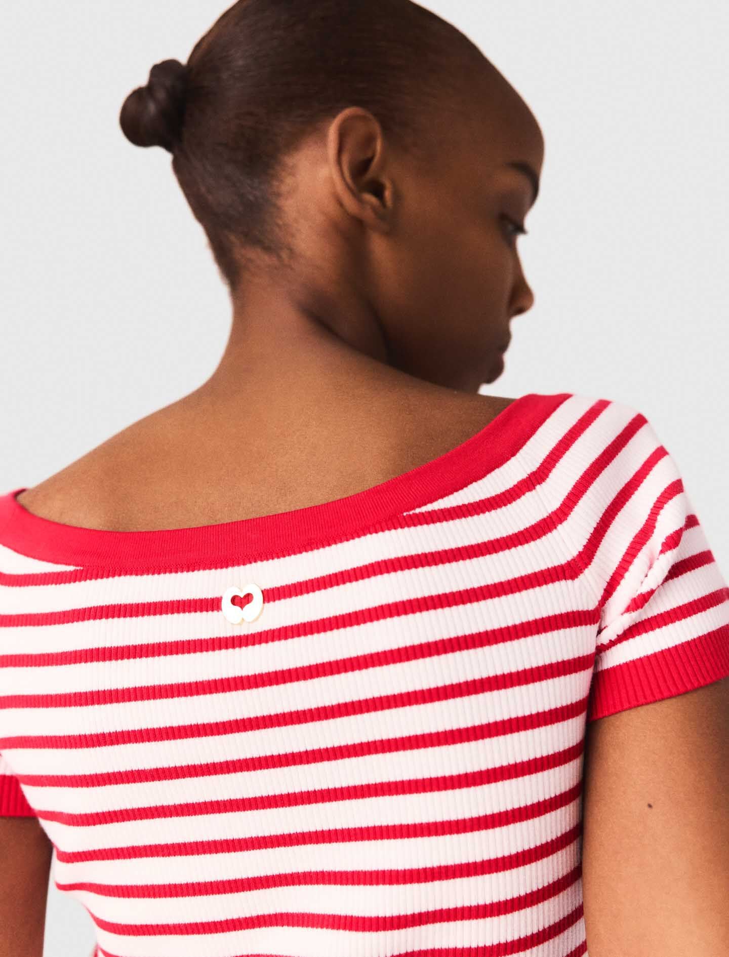 Maje Shop / Striped knit top with boat neck