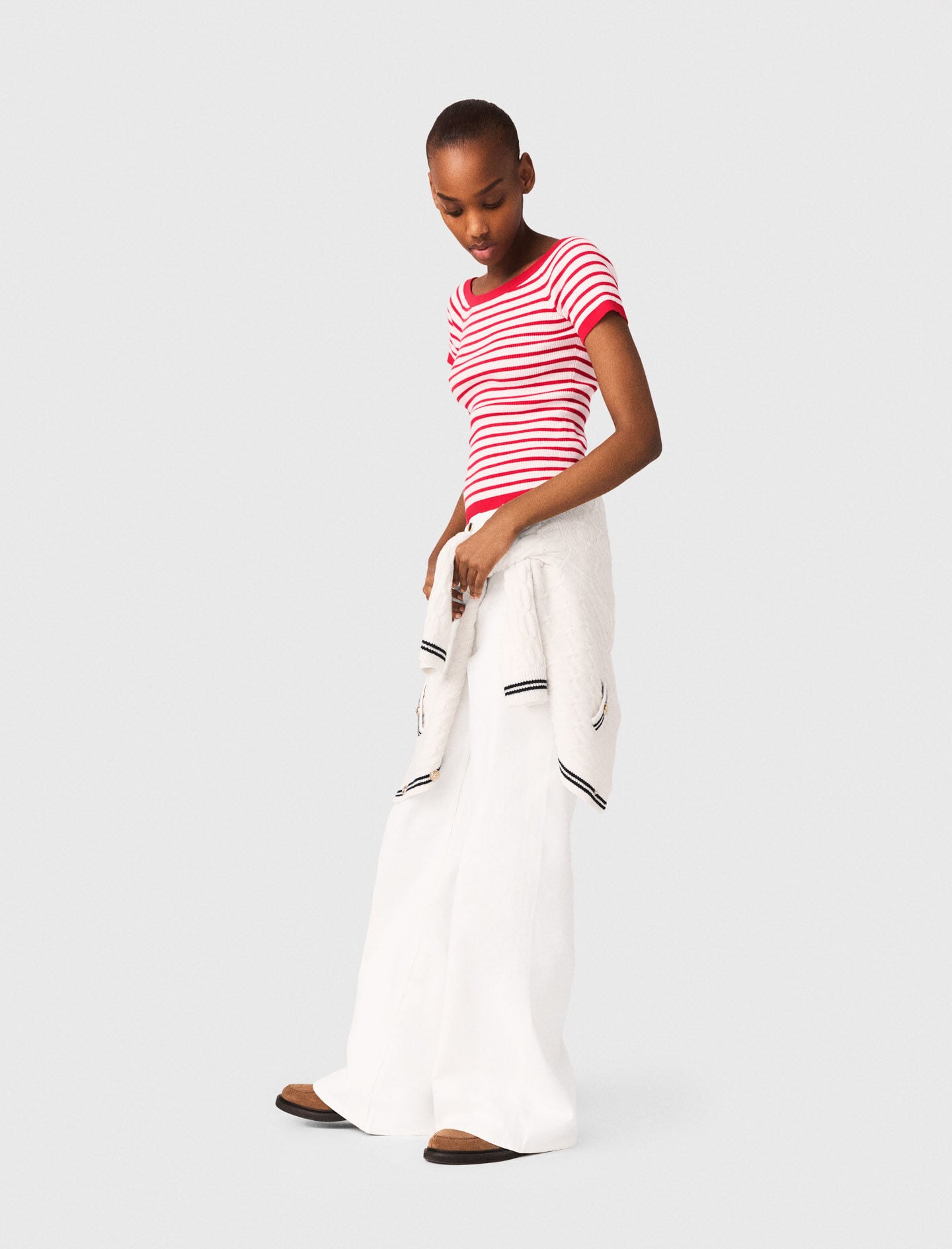 Maje Shop / Striped knit top with boat neck