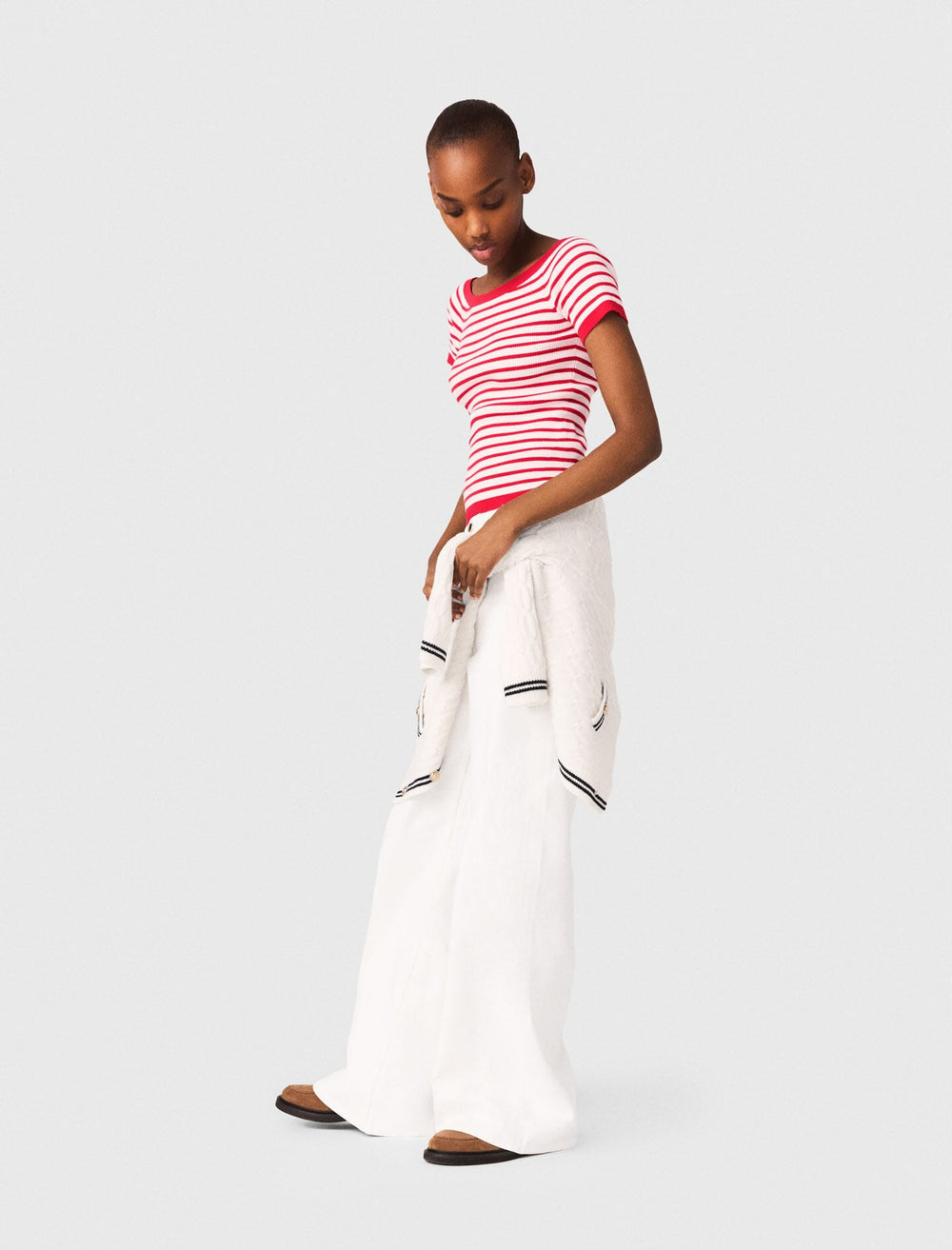 Maje Shop / Striped knit top with boat neck