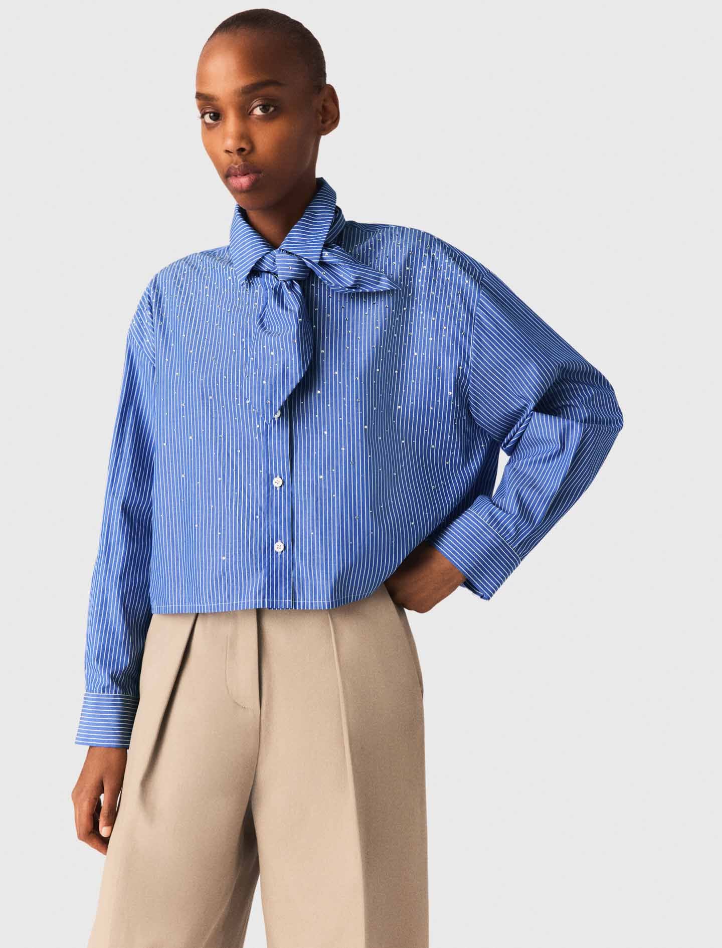 Maje Sale / Rhinestone shirt with removable tie