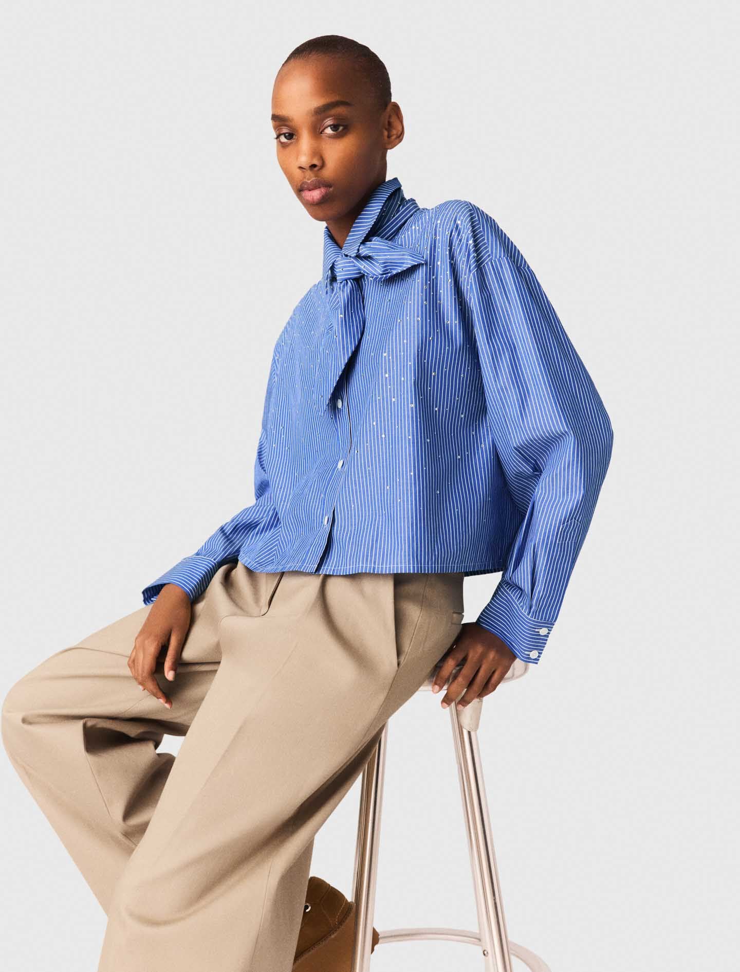 Maje Sale / Rhinestone shirt with removable tie
