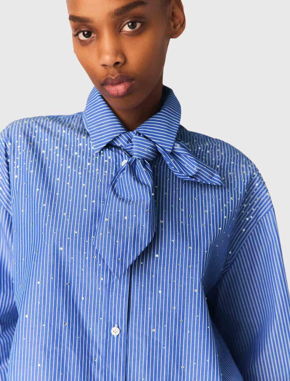 Maje Sale / Rhinestone shirt with removable tie