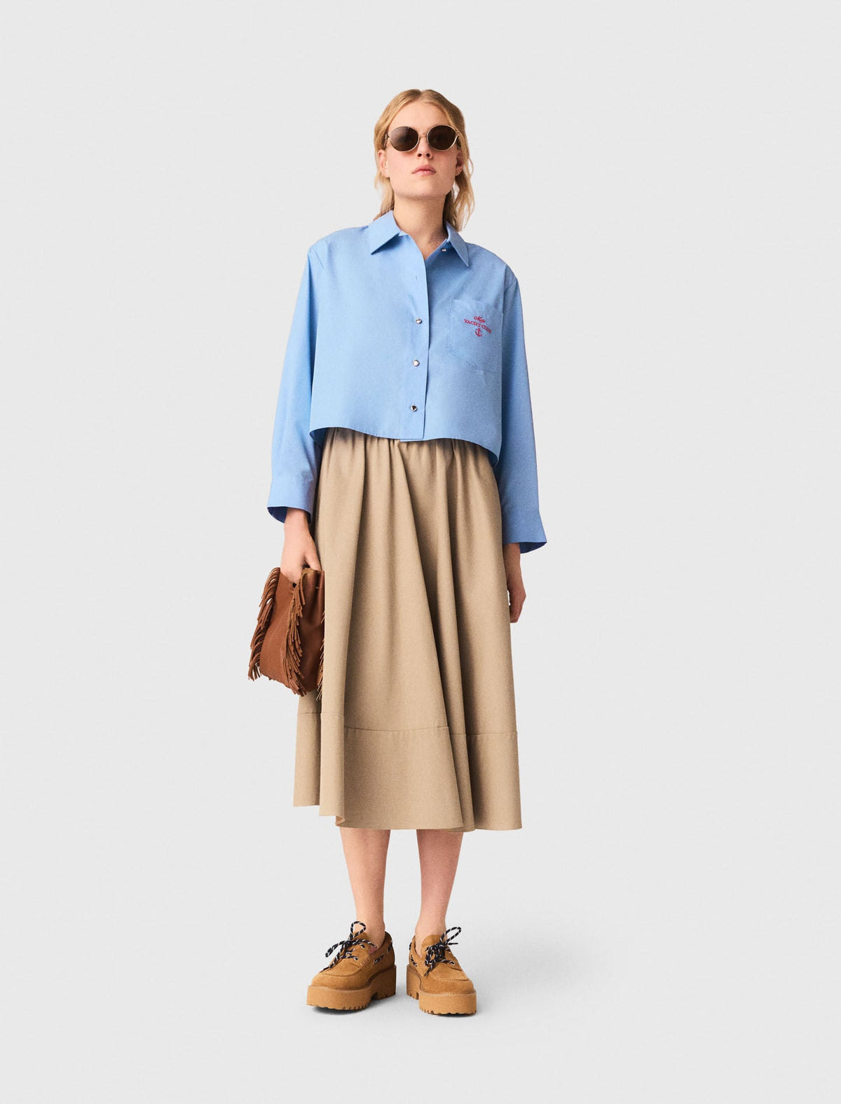 Maje On Sale / Embroidered shirt with pleated back