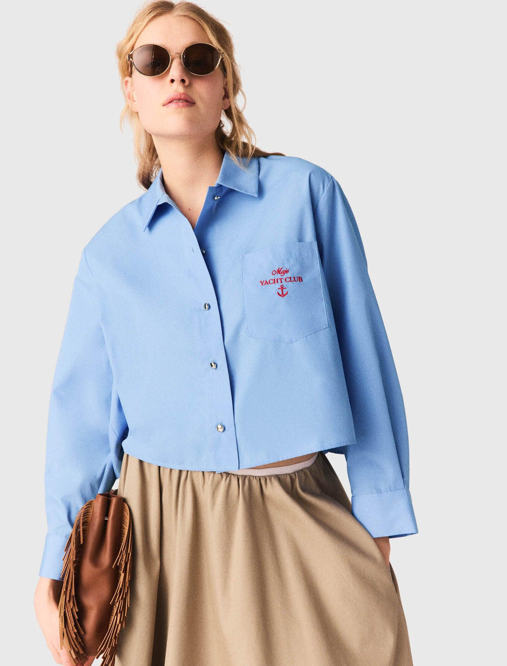 Maje On Sale / Embroidered shirt with pleated back