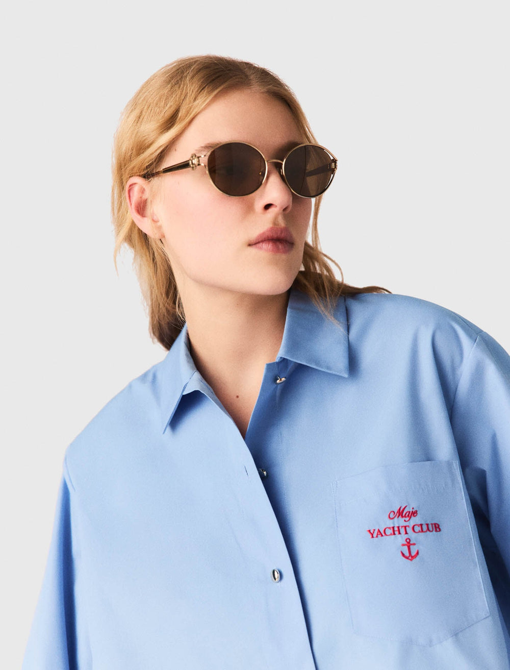 Maje On Sale / Embroidered shirt with pleated back