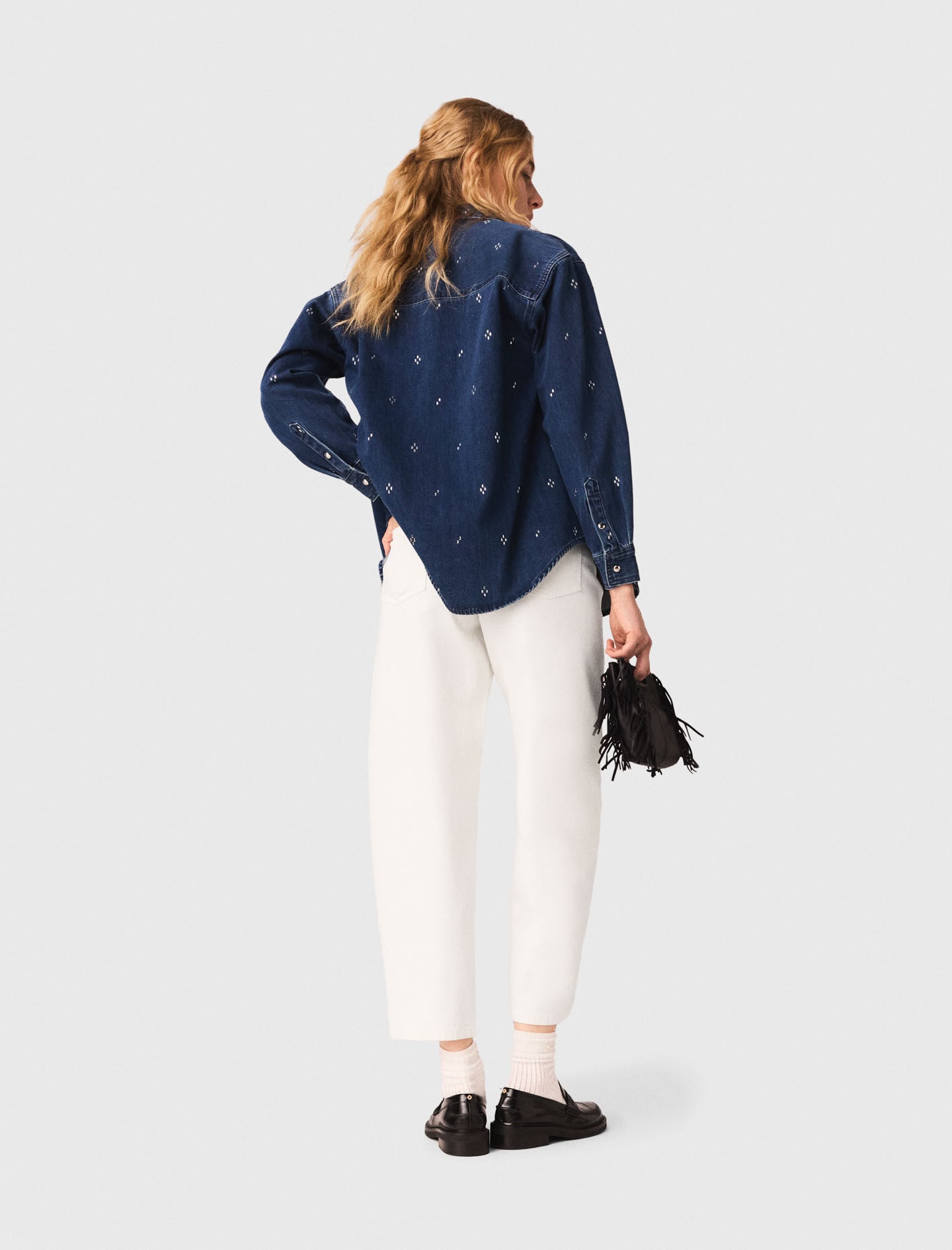 Maje Outlet / Rhinestone denim shirt