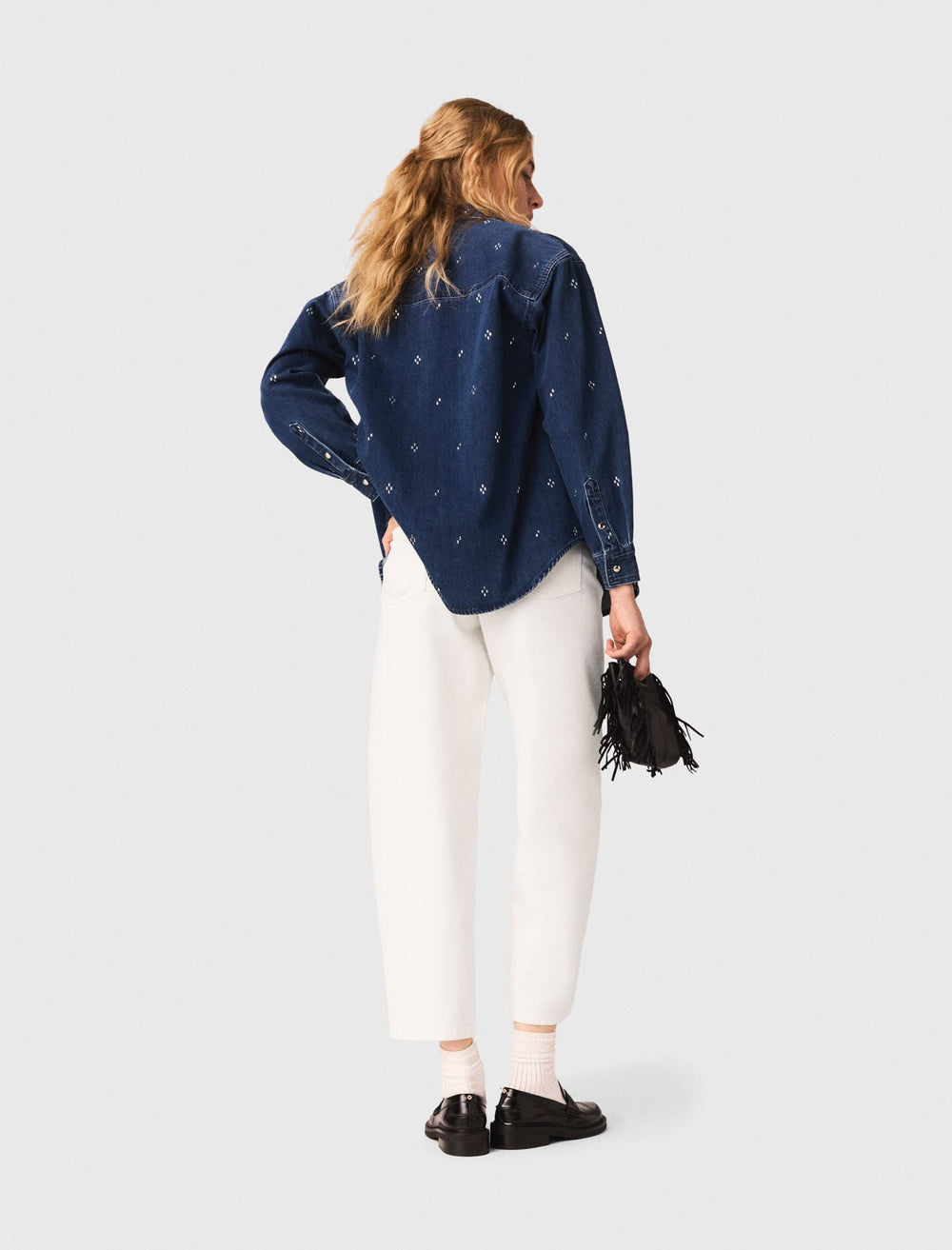 Maje Outlet / Rhinestone denim shirt