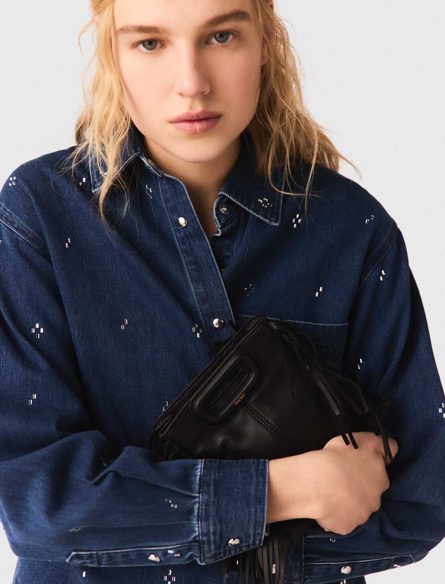 Maje Outlet / Rhinestone denim shirt