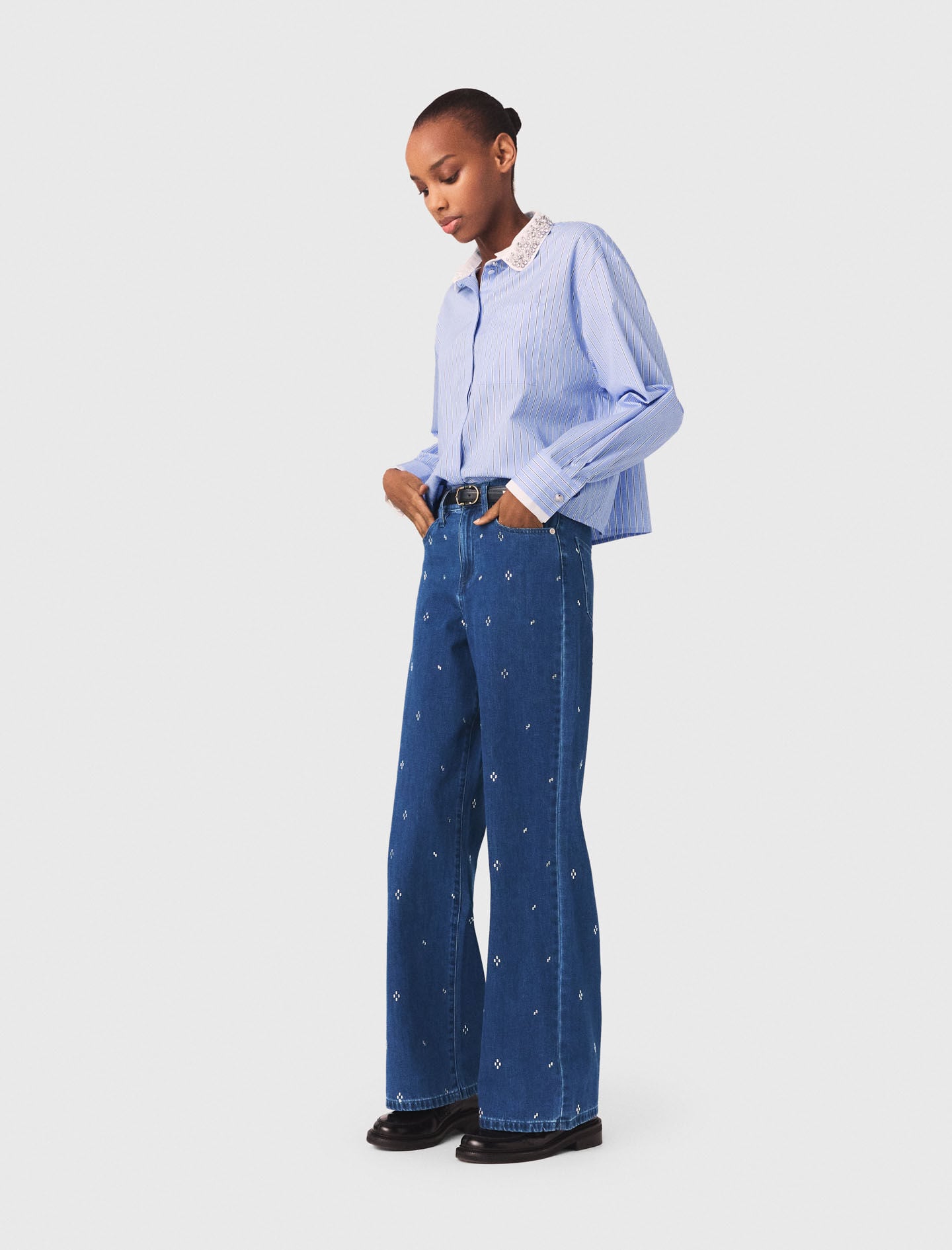 Maje New / Wide jeans with rhinestones