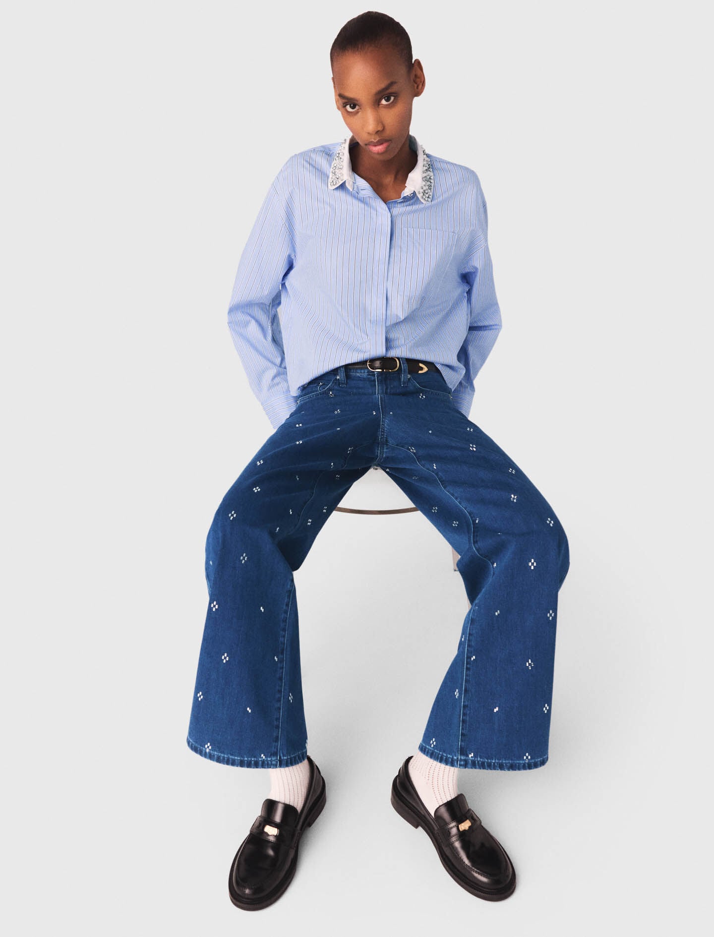 Maje New / Wide jeans with rhinestones