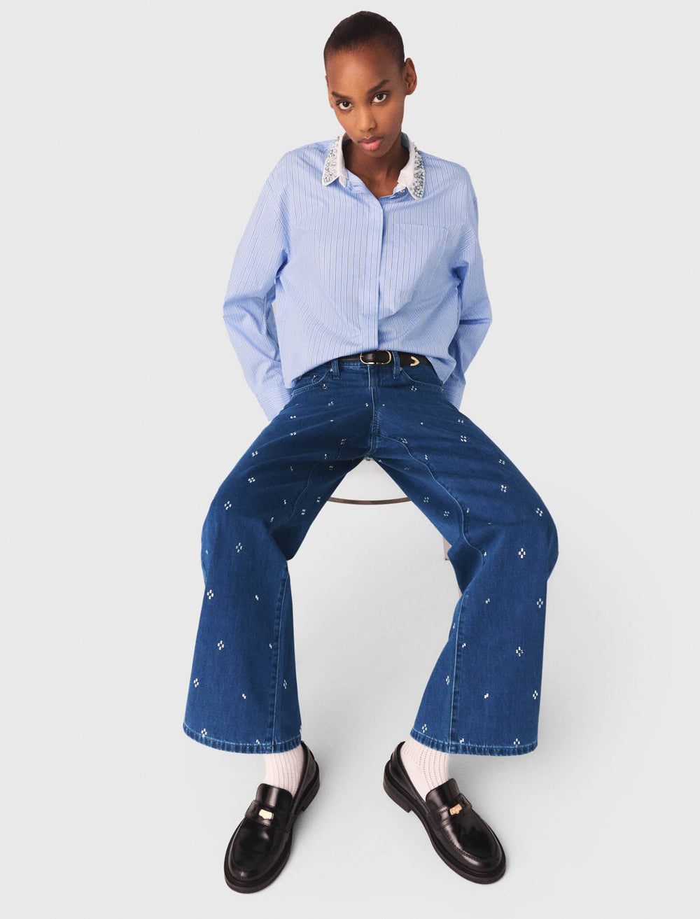 Maje New / Wide jeans with rhinestones