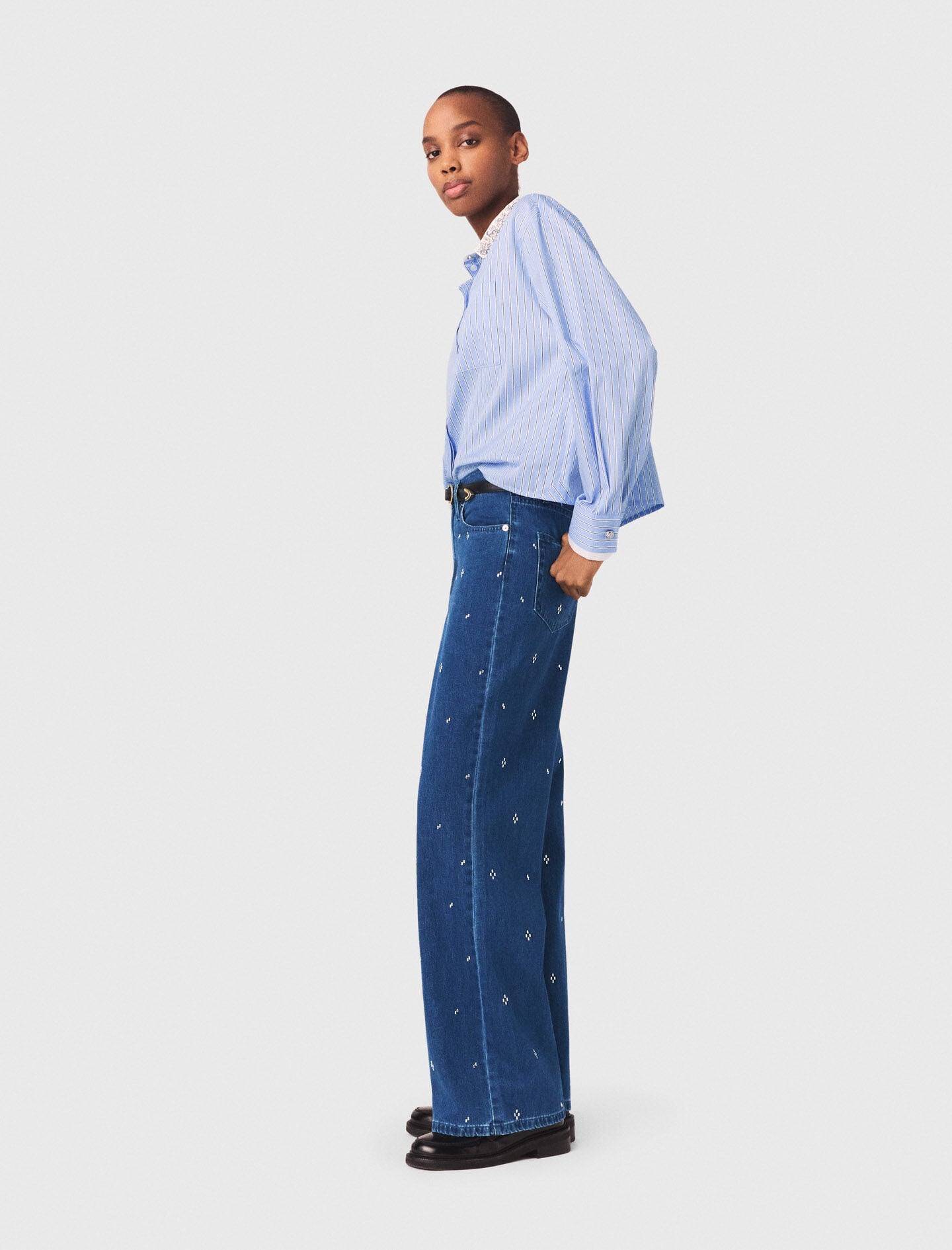 Maje New / Wide jeans with rhinestones