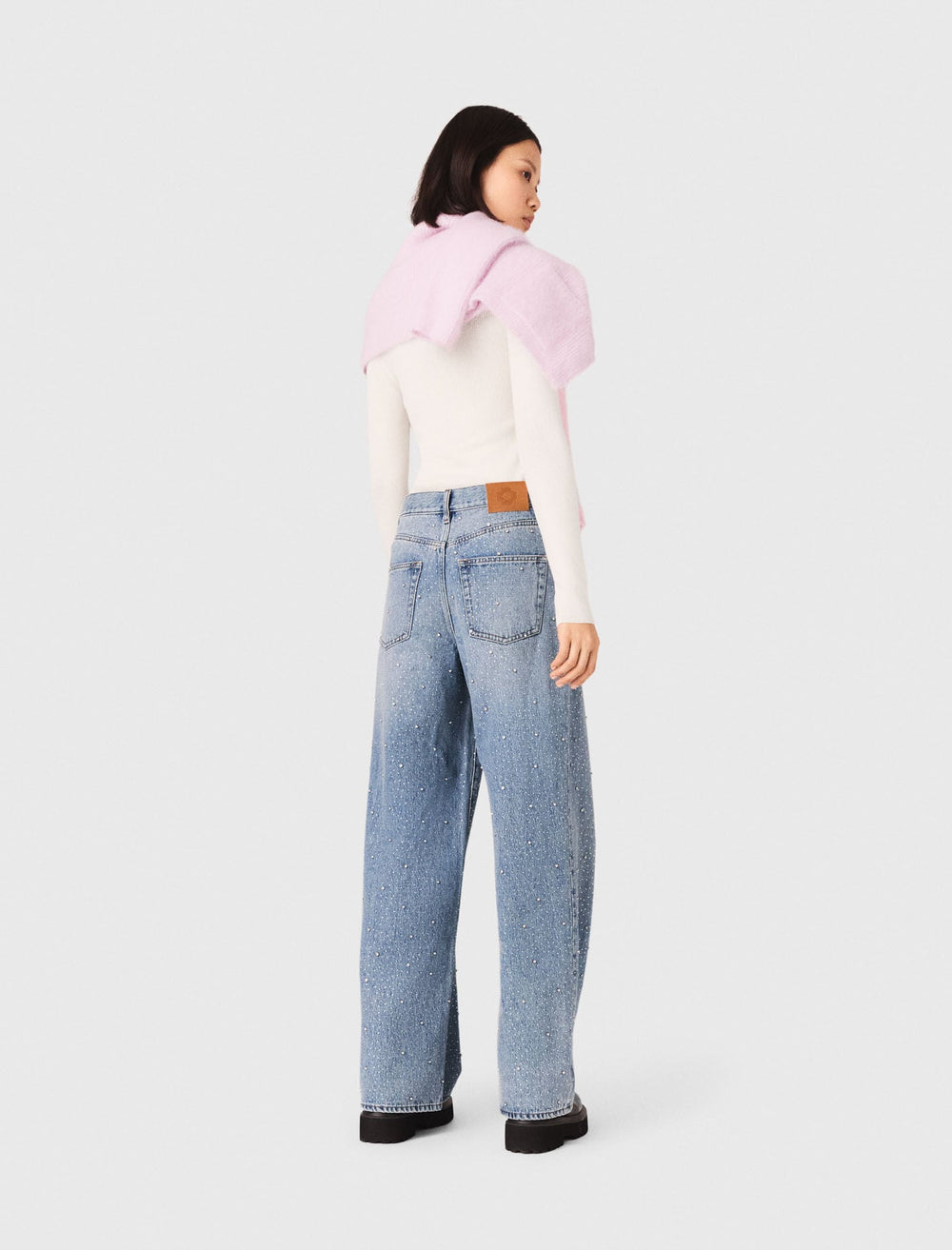Maje Discount / Wide-leg all-over rhinestone jeans