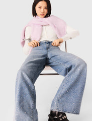 Maje Discount / Wide-leg all-over rhinestone jeans