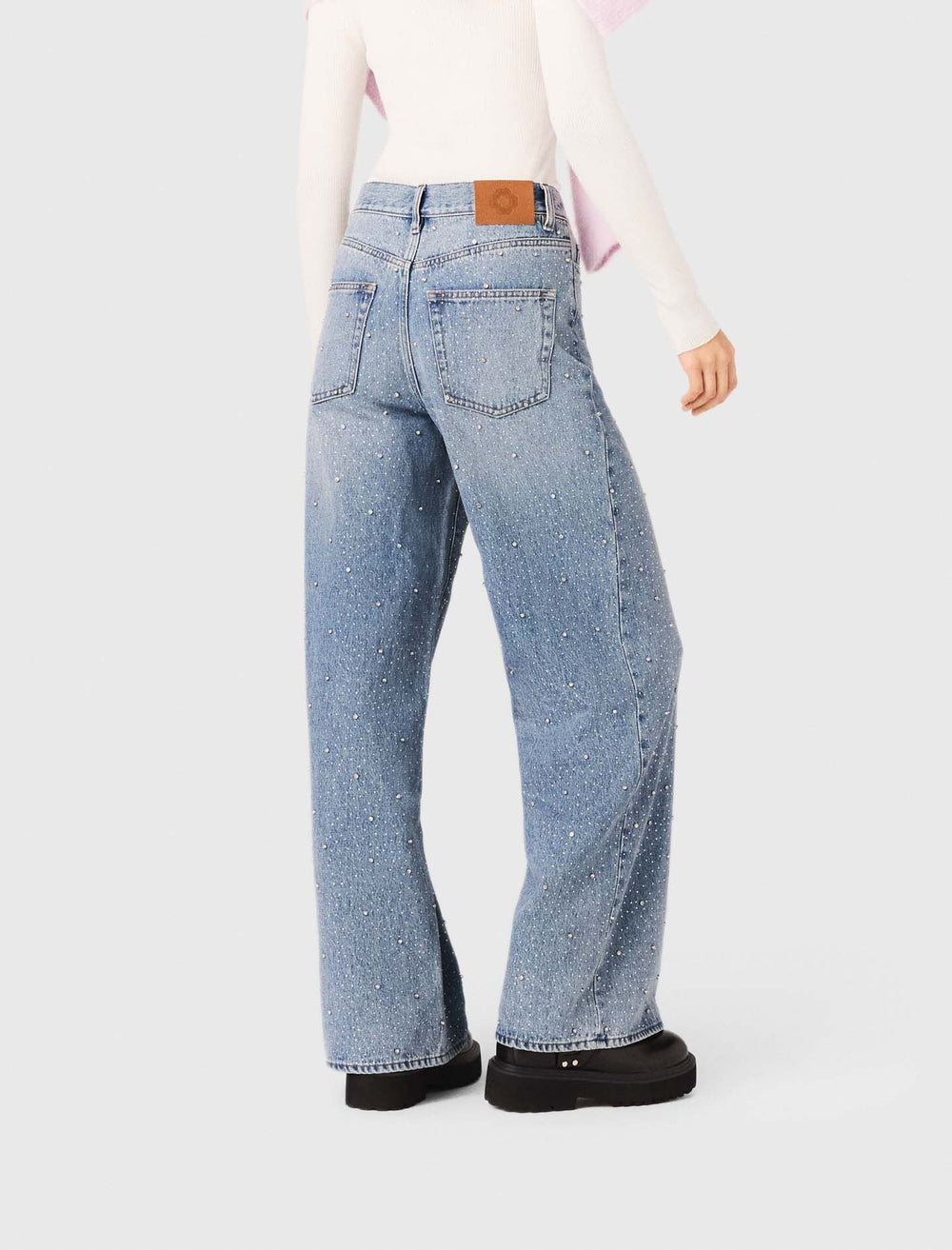 Maje Discount / Wide-leg all-over rhinestone jeans