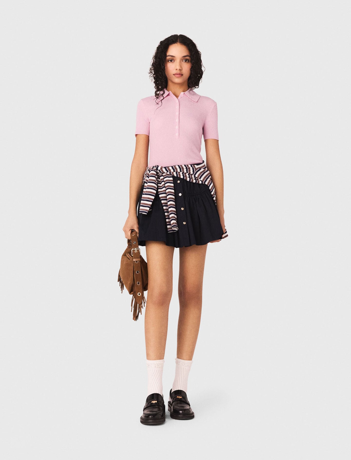 Maje Shop / Polo collar ribbed sweater