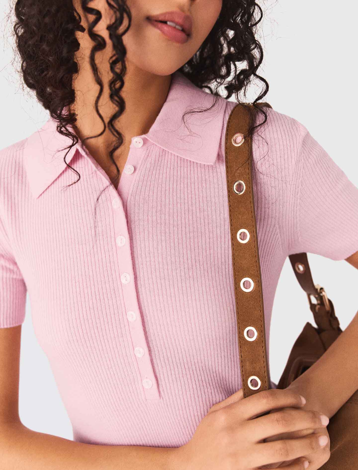 Maje Shop / Polo collar ribbed sweater