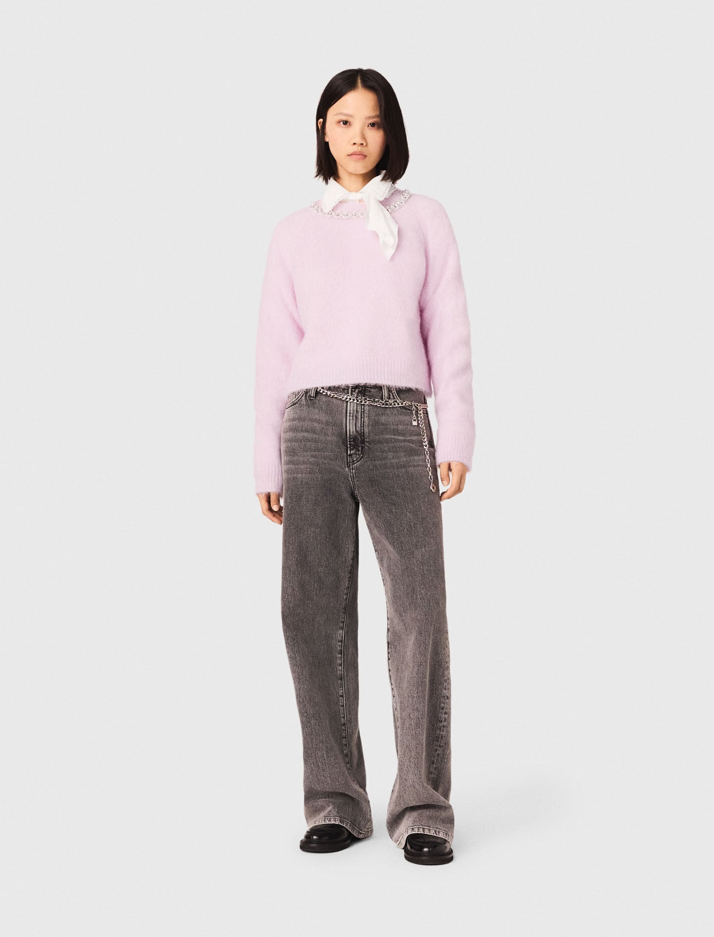 Maje Sale / Sweater with jewelry collar