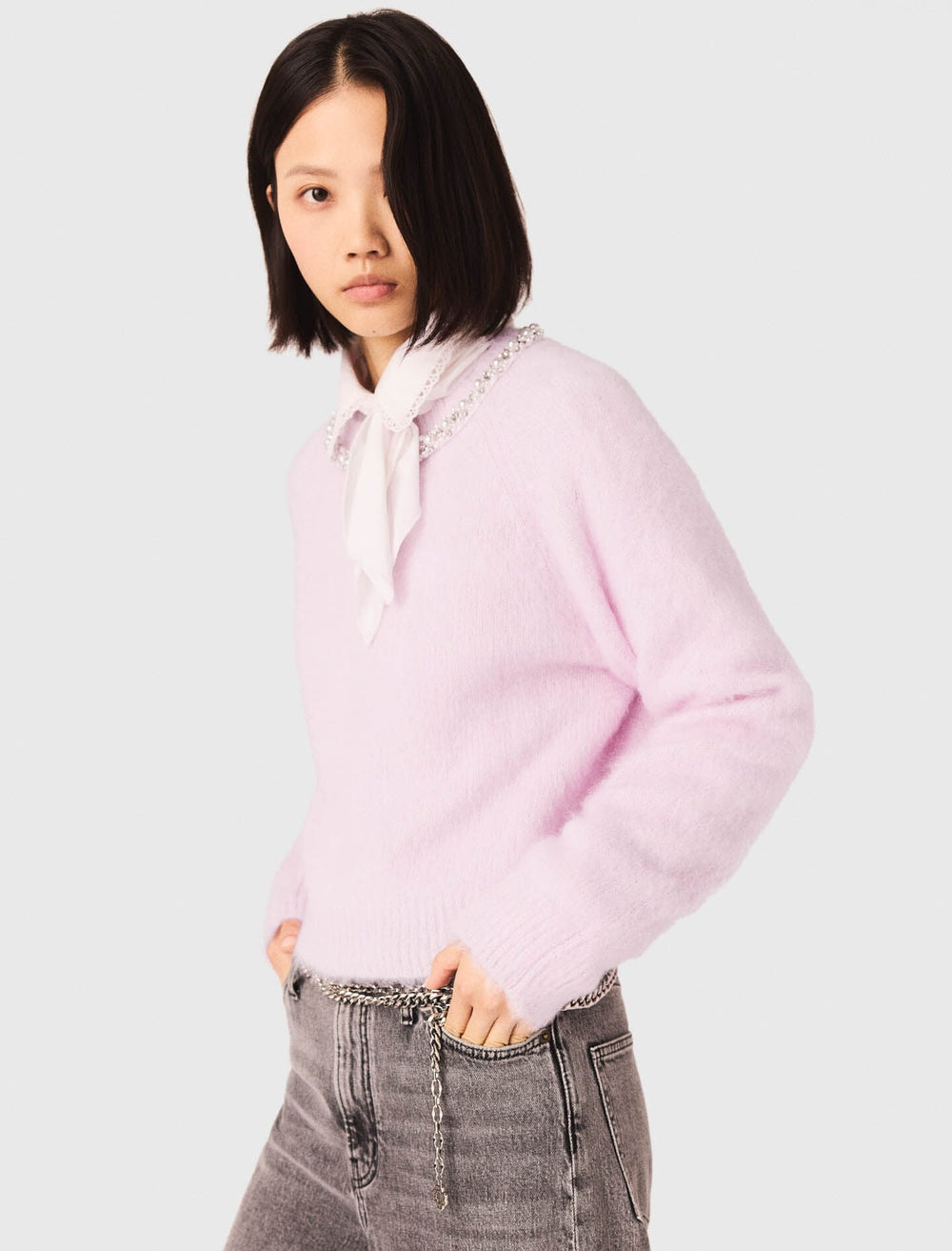 Maje Sale / Sweater with jewelry collar