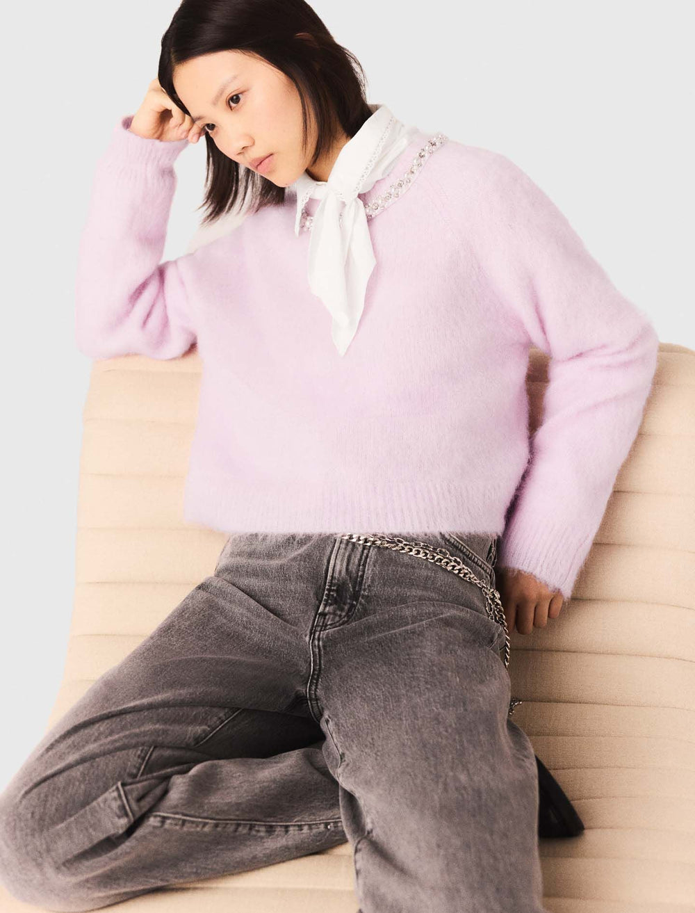 Maje Sale / Sweater with jewelry collar