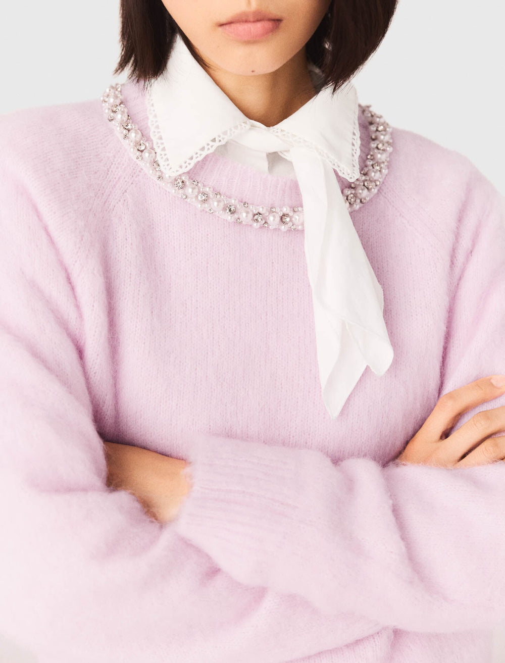 Maje Sale / Sweater with jewelry collar
