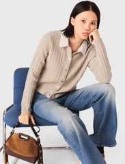 Maje Outlet / Cardigan with removable pearl collar