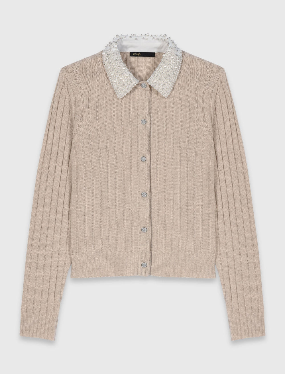 Maje Outlet / Cardigan with removable pearl collar