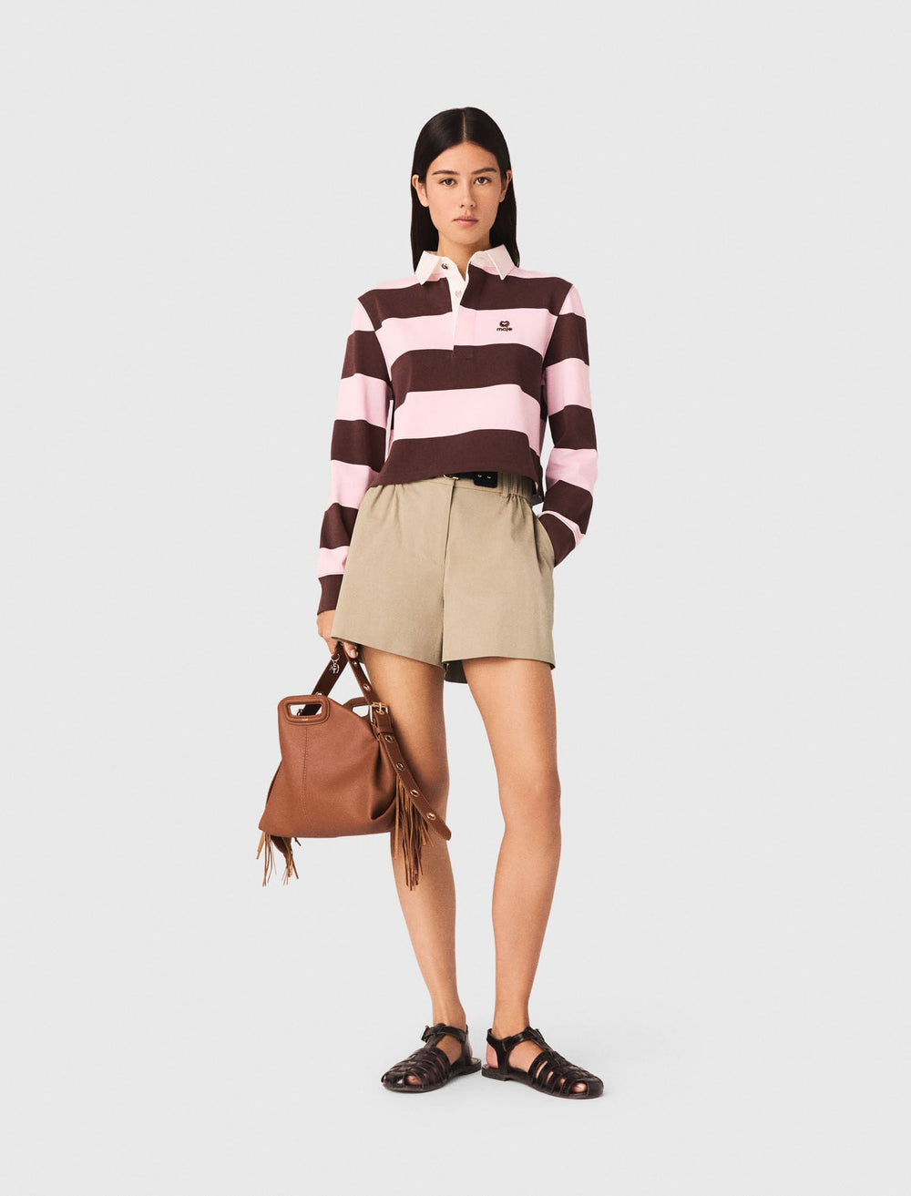 Maje Sale / Striped polo sweatshirt