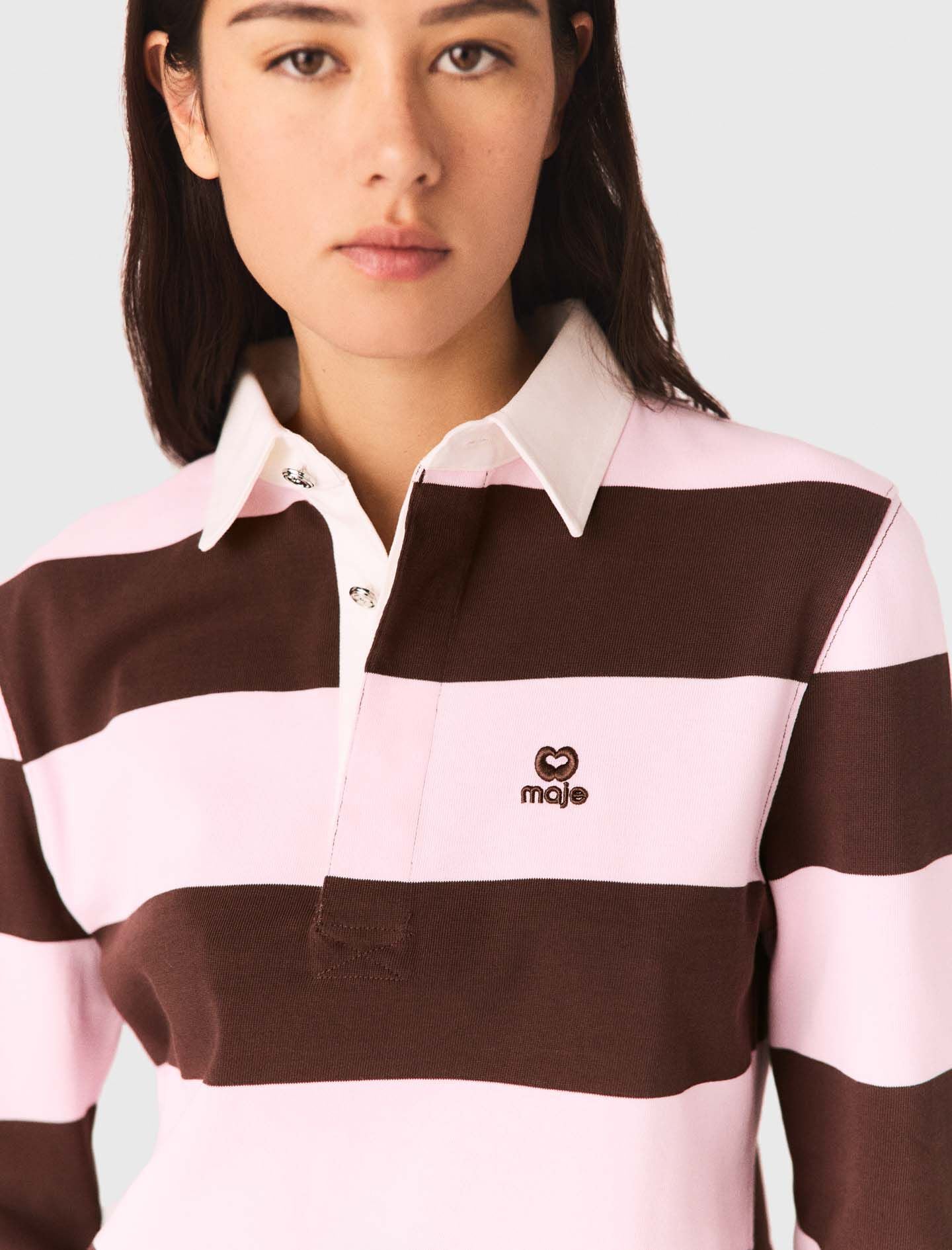 Maje Sale / Striped polo sweatshirt
