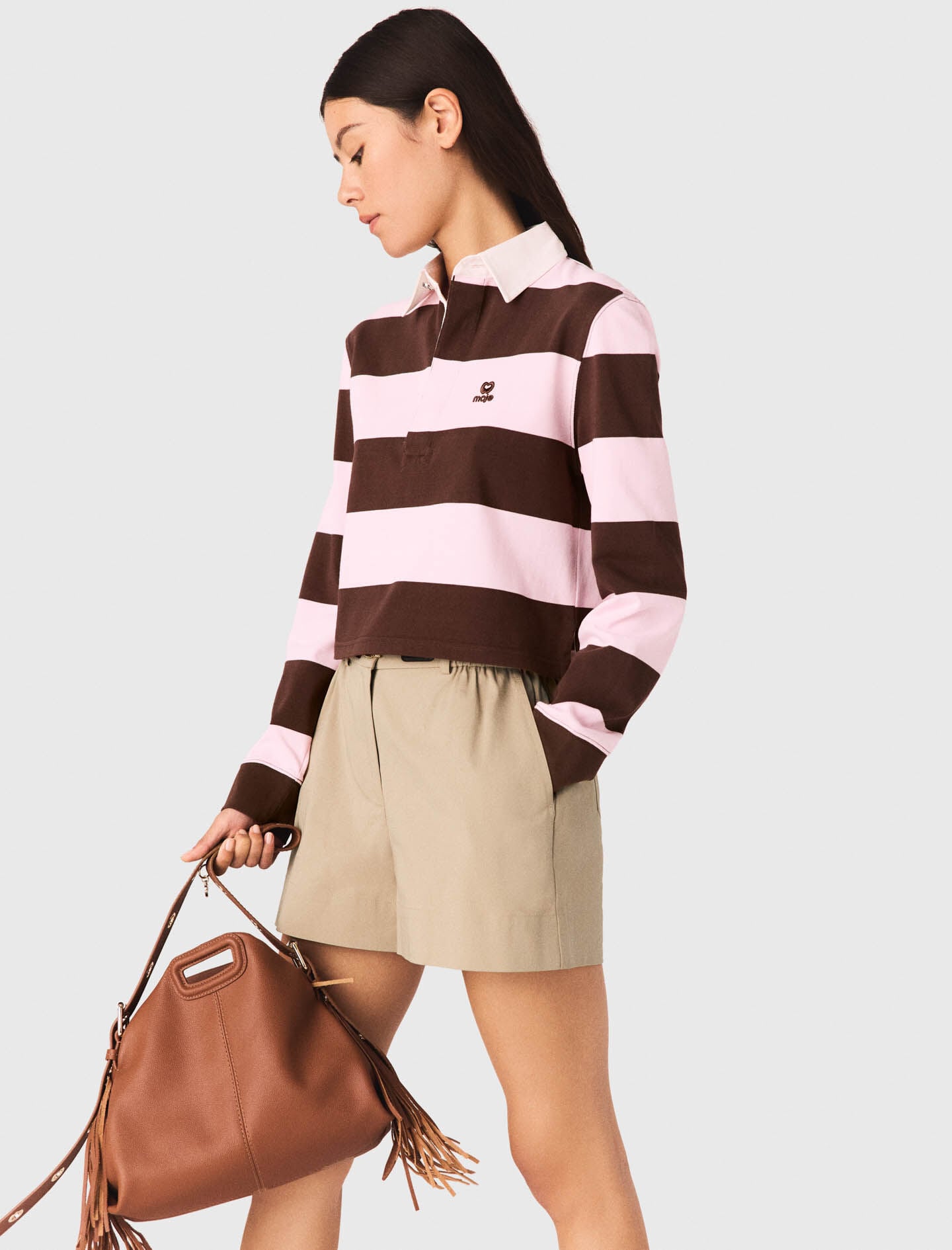 Maje Sale / Striped polo sweatshirt