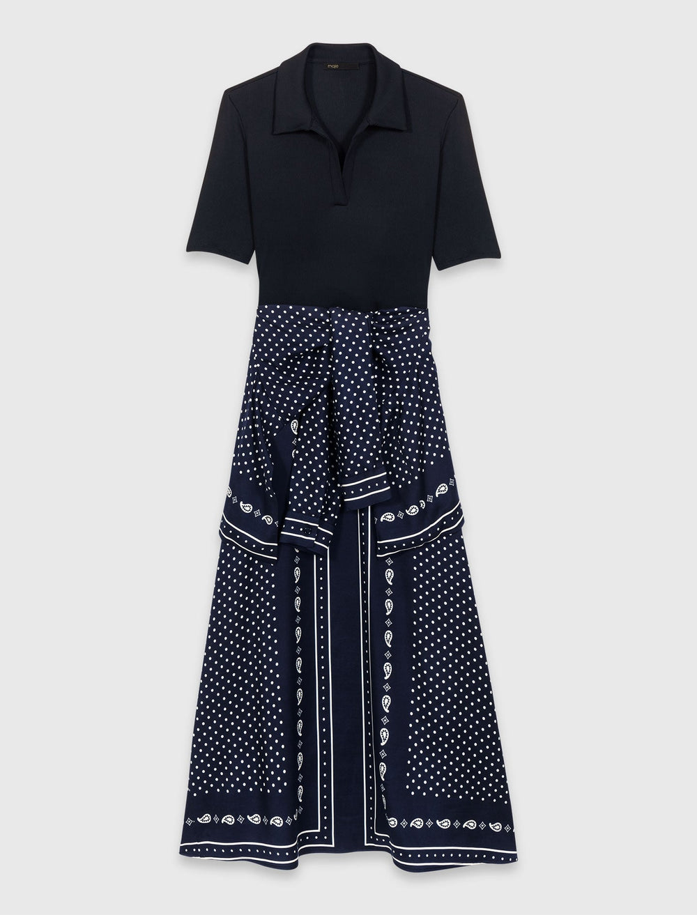 Maje Discount / Bandana patterned mixed-material dress
