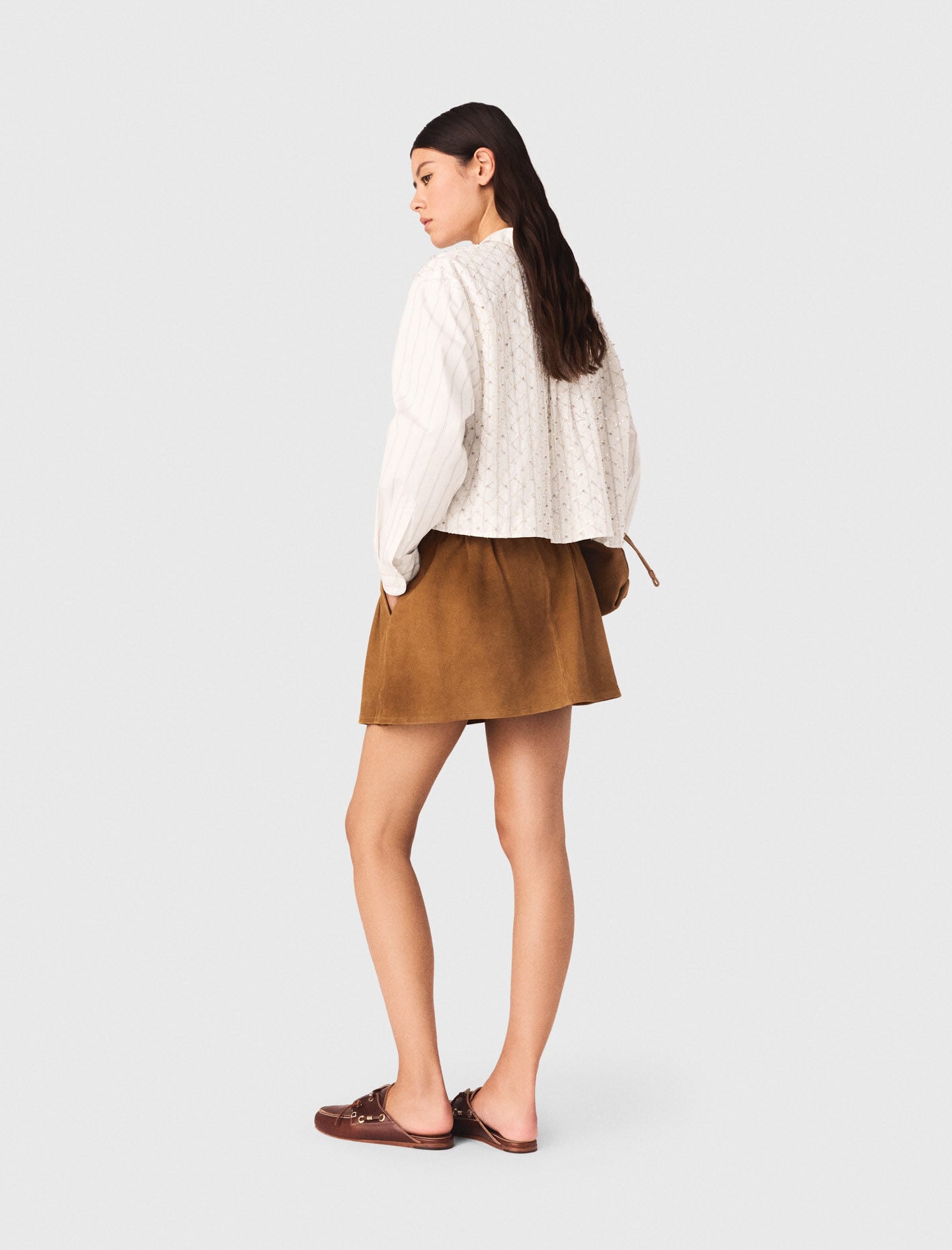 Maje Outlet / Beaded cropped shirt