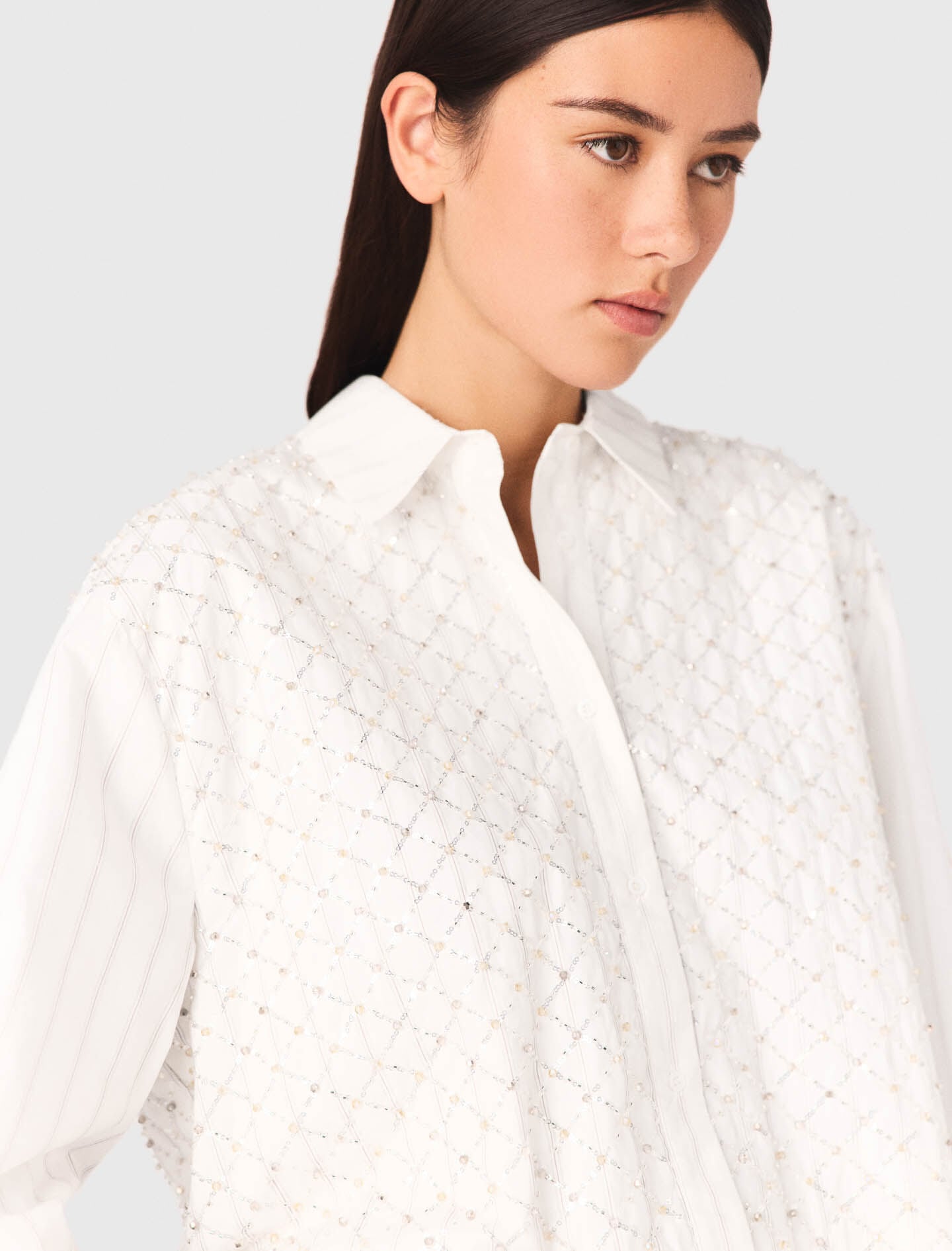 Maje Outlet / Beaded cropped shirt