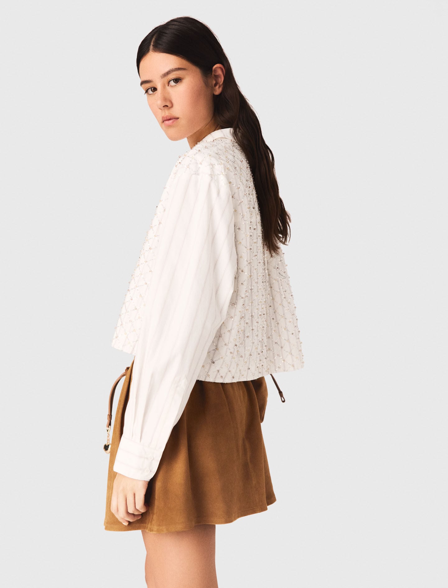Maje Outlet / Beaded cropped shirt