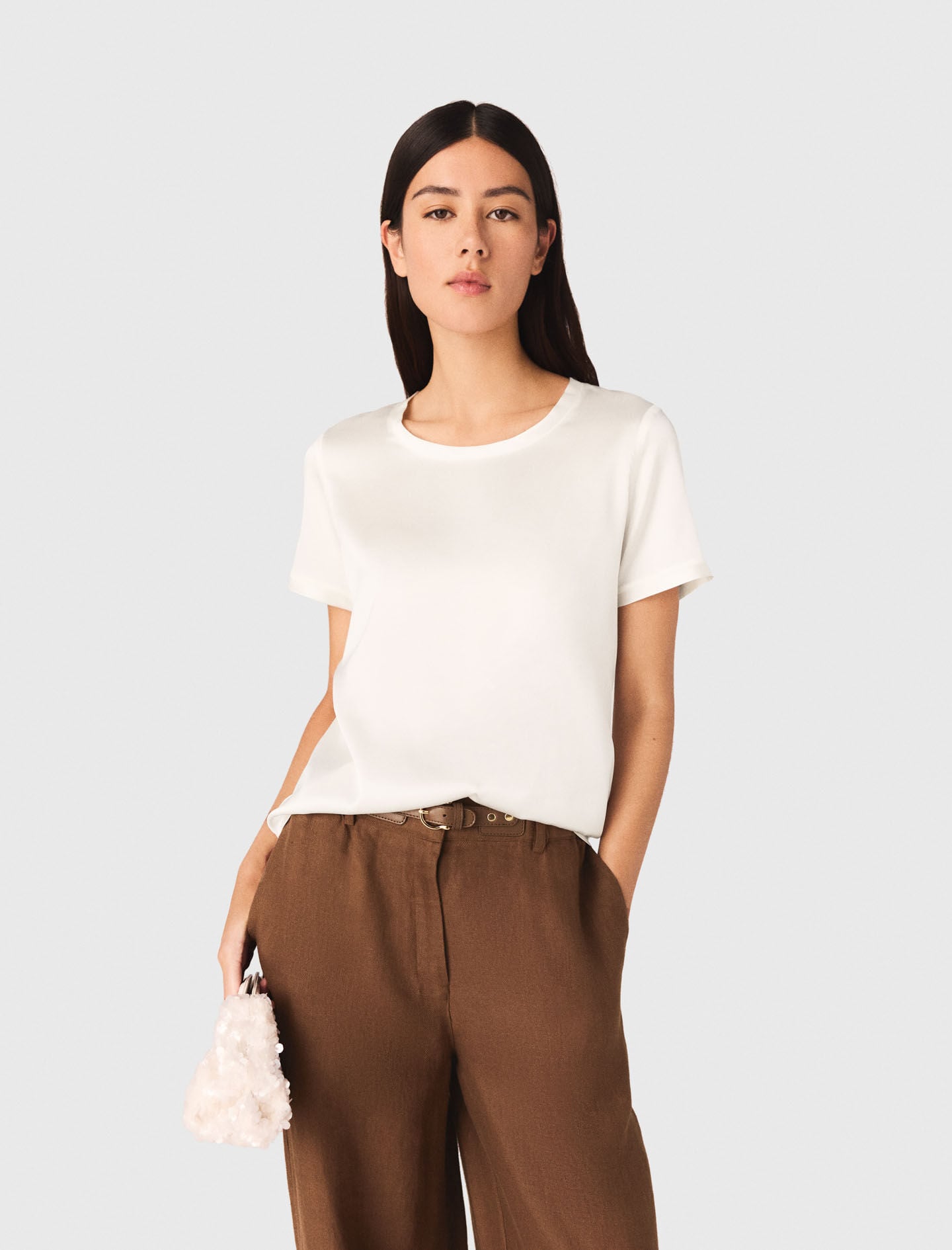 Maje New / Short-sleeved silk top