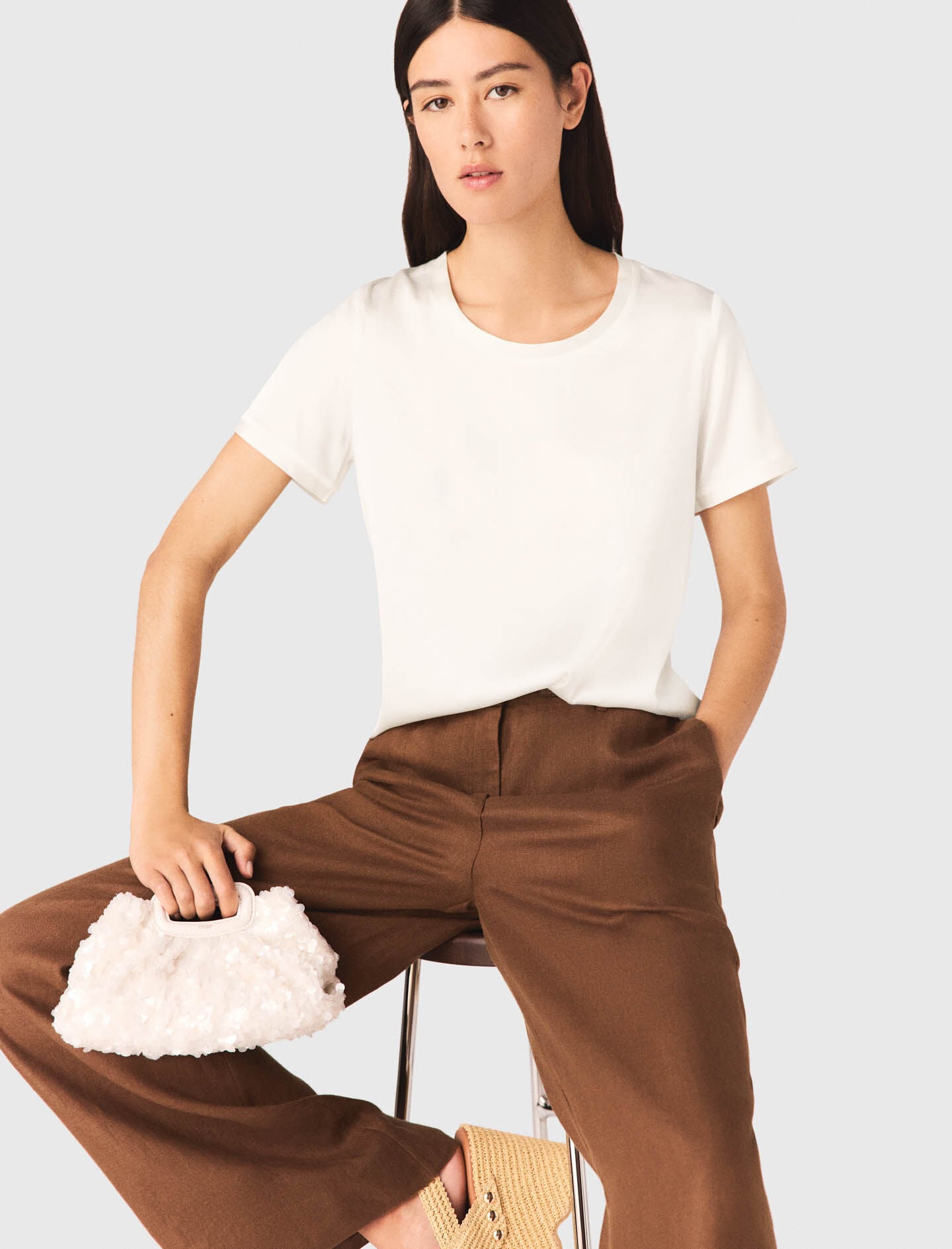 Maje New / Short-sleeved silk top