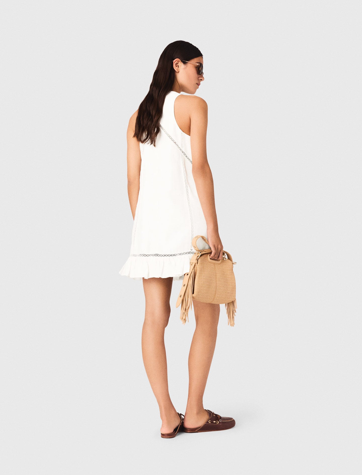 Maje Online / Embroidered linen-blend dress