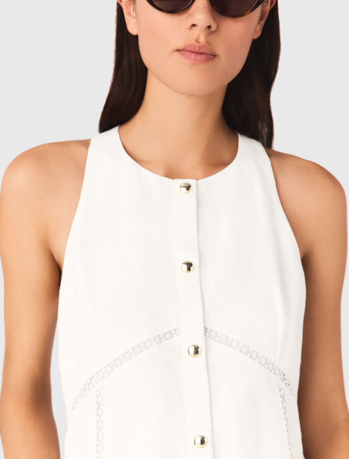 Maje Online / Embroidered linen-blend dress
