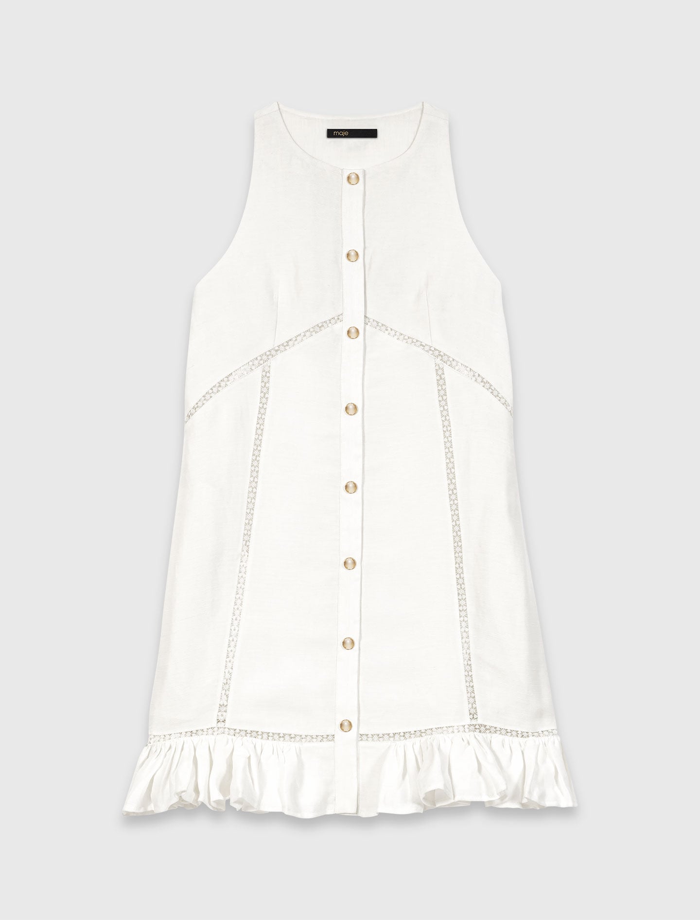 Maje Online / Embroidered linen-blend dress