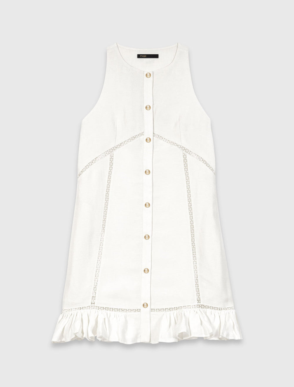 Maje Online / Embroidered linen-blend dress